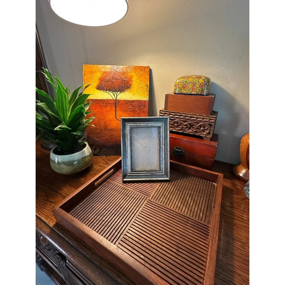 Distressed Silver and Black Picture Frame Tabletop Decor